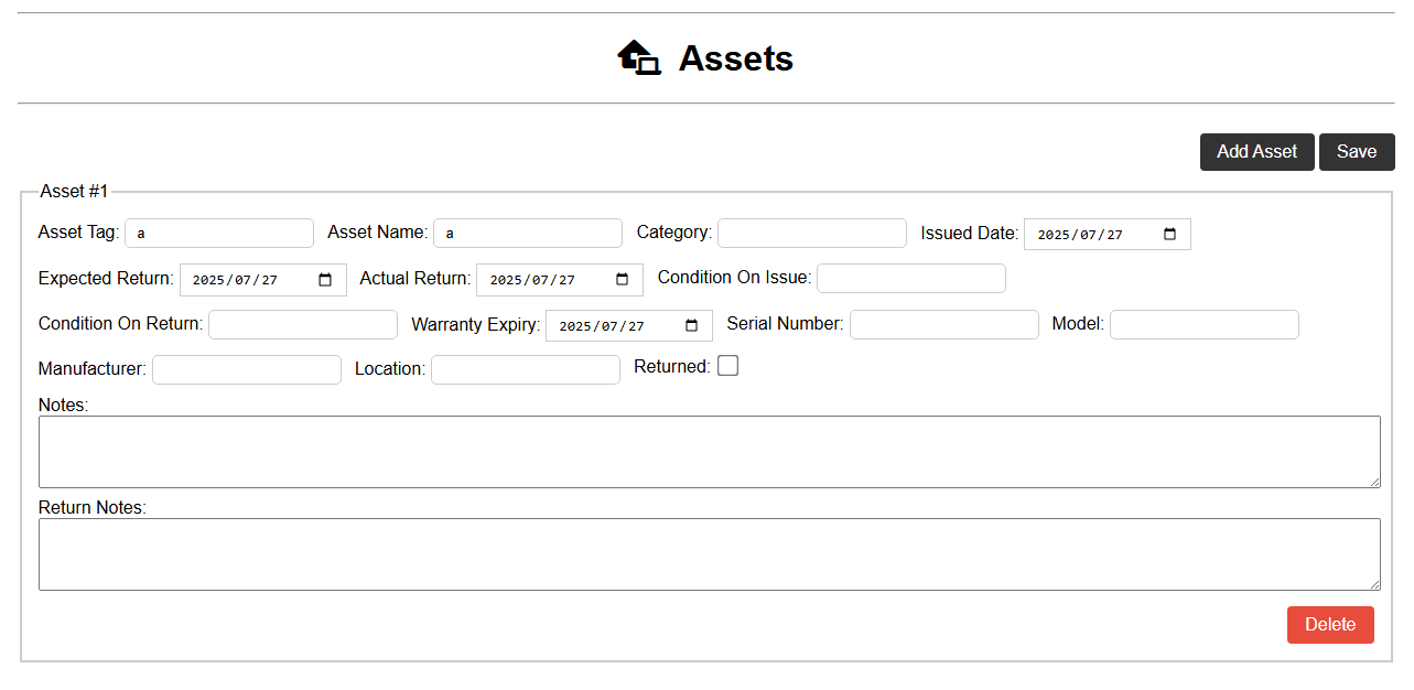 Employee take-home assets