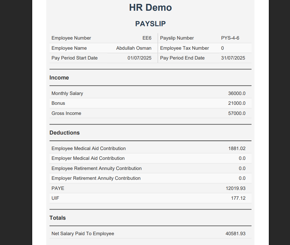 Digital payslips sent automatically to employees