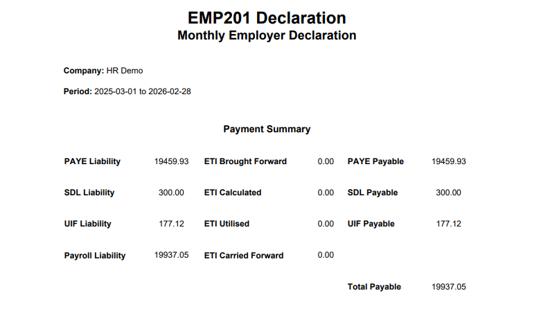 Automated EMP201 and EMP501 tax filing