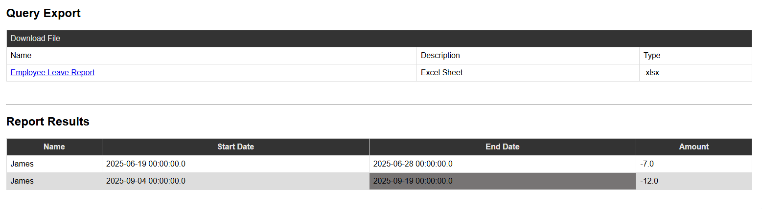 Export HR reports to Excel