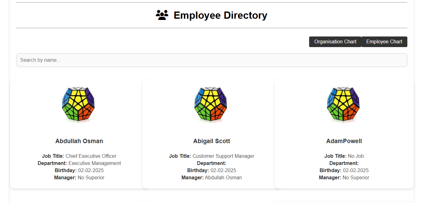Company employee directory
